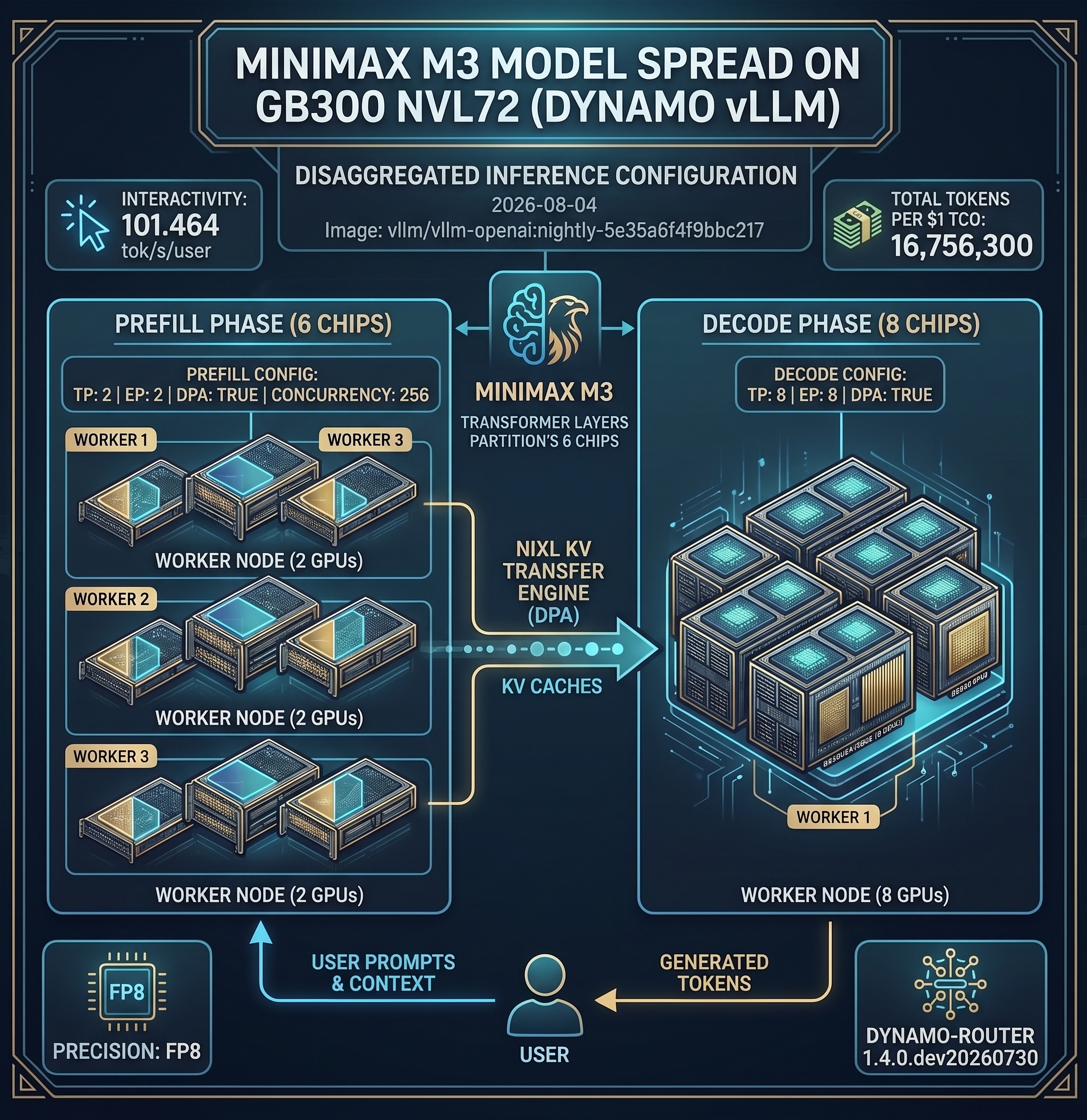MiniMax-M3 config across 14 chips